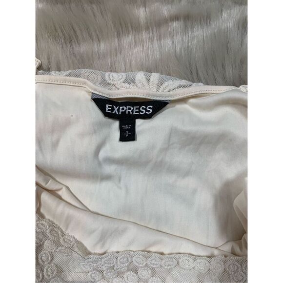 Express Women's Party Boho Dress Ivory Lace Overlay Fit & Flare Slip Size S - Picture 4 of 9